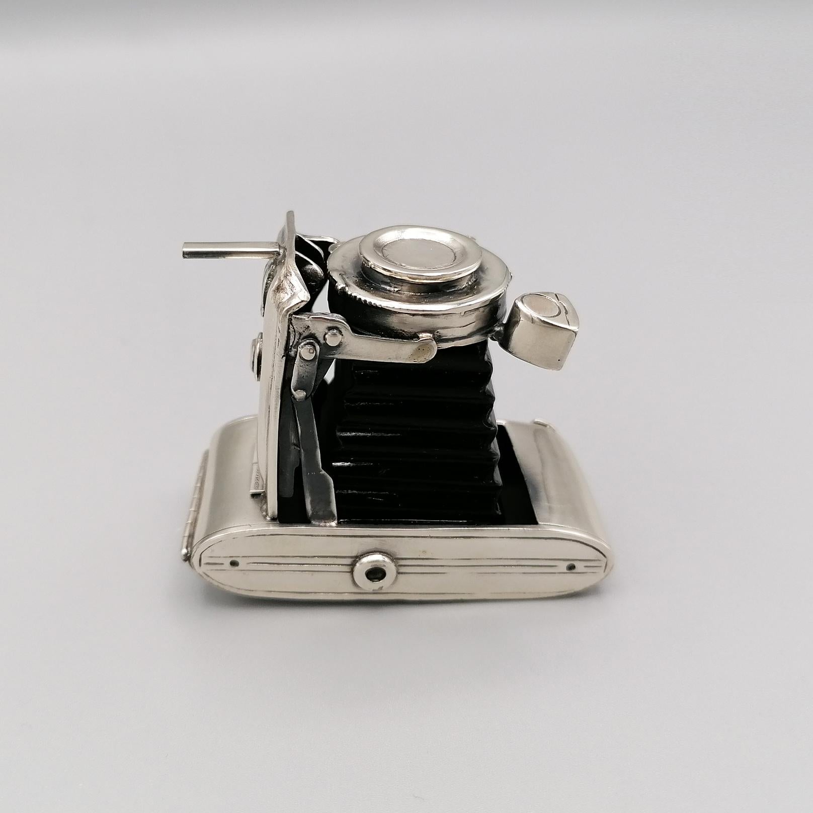Italian 20th Century Miniature in Sterling Silver of Camera For Sale