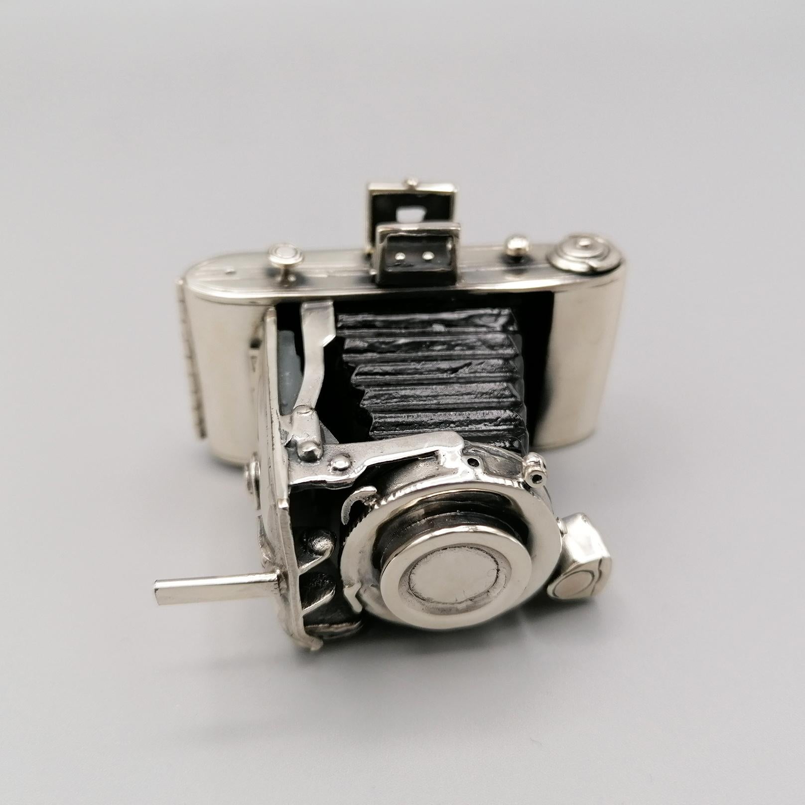 Enameled 20th Century Miniature in Sterling Silver of Camera For Sale