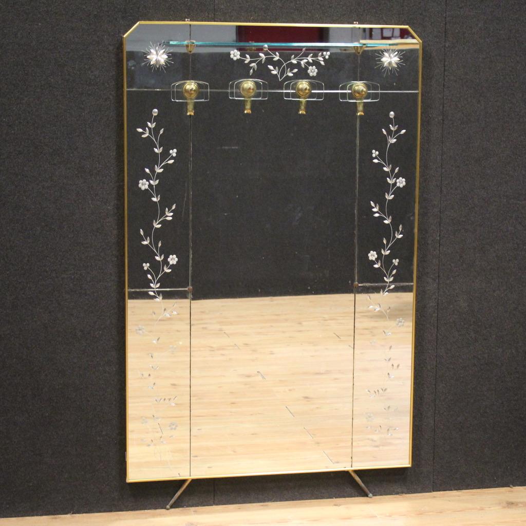 20th Century Mirror and Brass Italian Design Coat Rack, 1950 in vendita 4