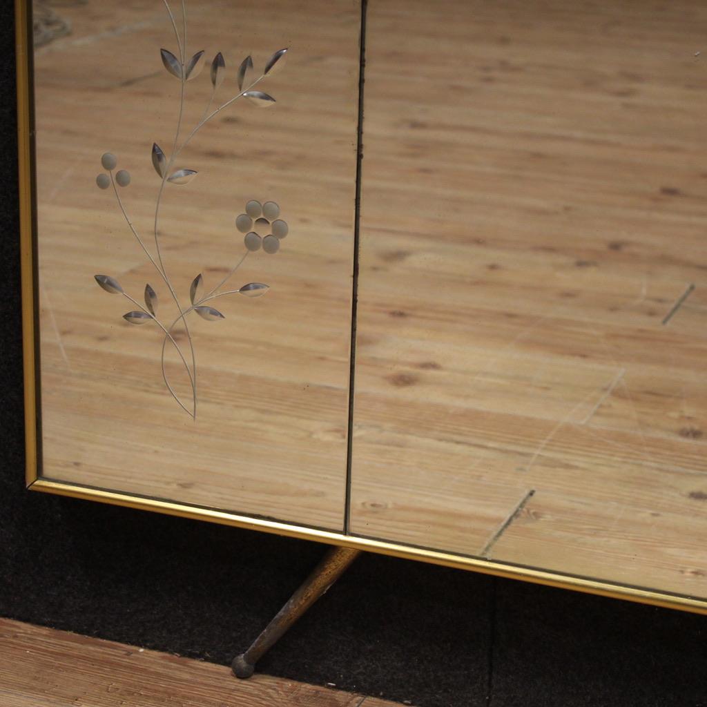 Italiano 20th Century Mirror and Brass Italian Design Coat Rack, 1950 in vendita