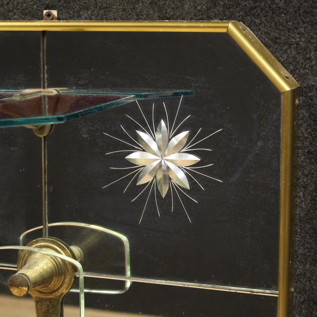 20th Century Mirror and Brass Italian Design Coat Rack, 1950 In condizioni buone in vendita a Vicoforte, Piedmont
