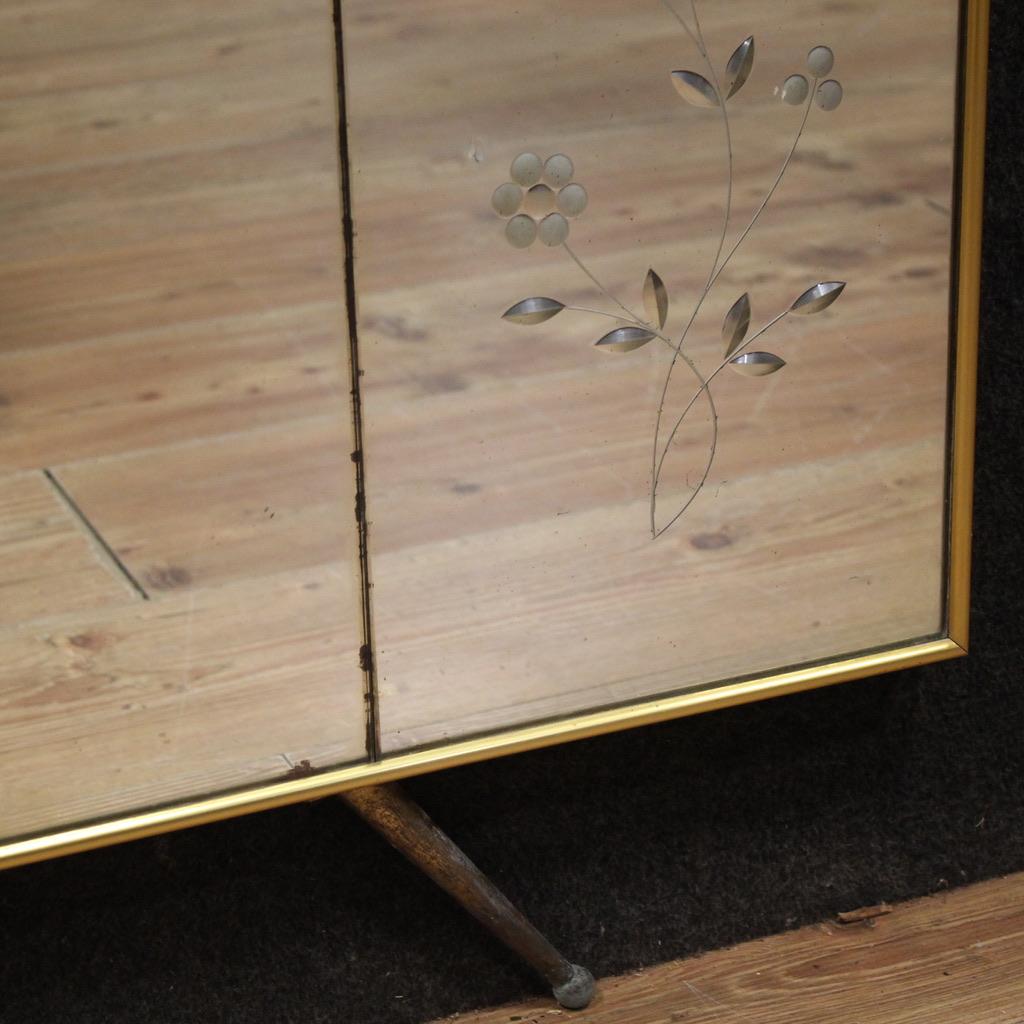 Ottone 20th Century Mirror and Brass Italian Design Coat Rack, 1950 in vendita