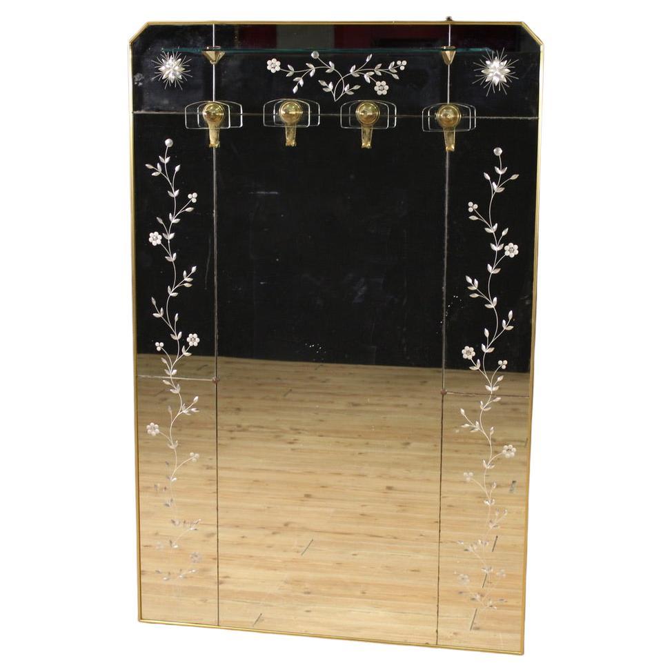 20th Century Mirror and Brass Italian Design Coat Rack, 1950