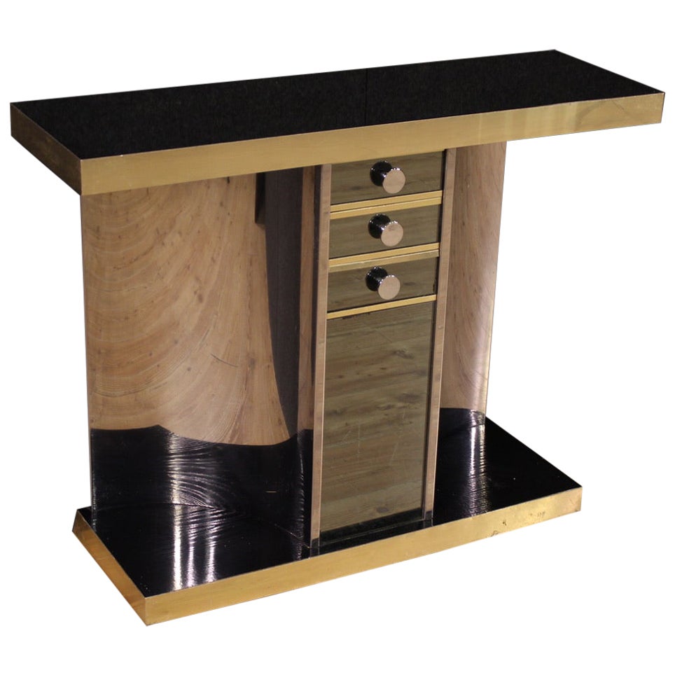 20th Century Mirror and Metal Italian Modern Design Console Table, 1970s