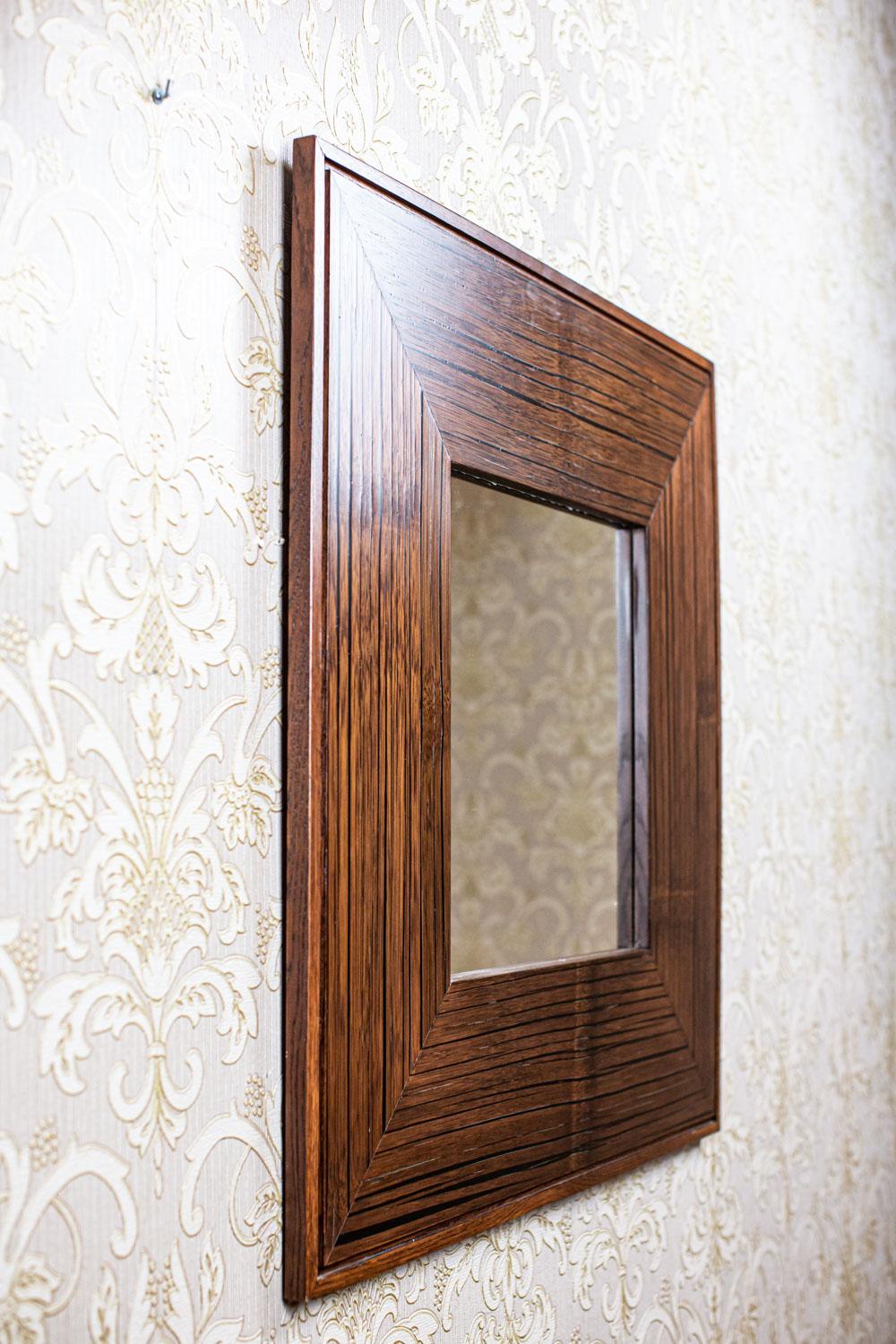 European 20th-Century Mirror in Original Square Frame of Exotic Wood For Sale