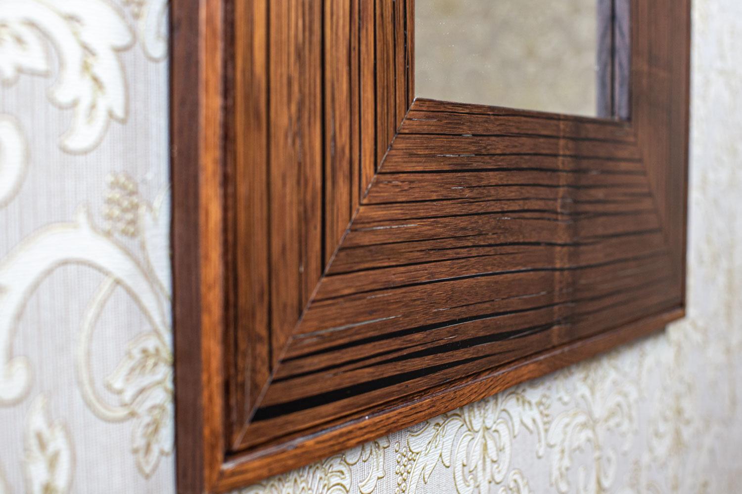 Spiegel aus dem 20. Jahrhundert in quadratischem Originalrahmen aus exotischem Holz im Angebot 5