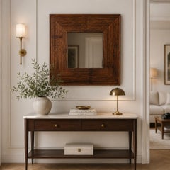 20th-Century Mirror in Original Square Frame of Exotic Wood
