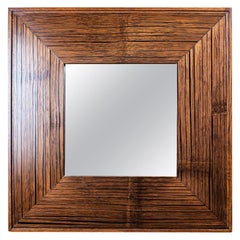 20th-Century Mirror in Original Square Frame of Exotic Wood