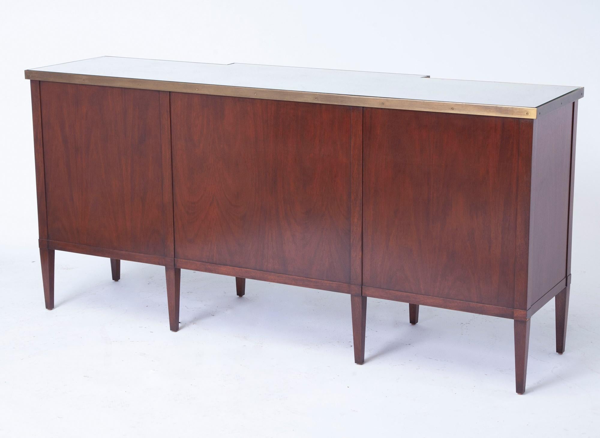 20th Century Mirrored Top & Mahogany Wood Sideboard/Credenza By Dessin Fournir For Sale 4