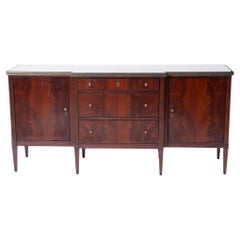 20th Century Mirrored Top & Mahogany Wood Sideboard/Credenza By Dessin Fournir