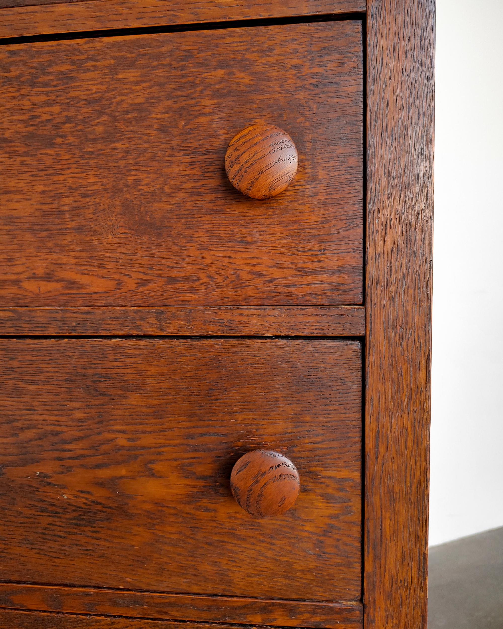 20th Century Mission Solid Oak Narrow Chest of Drawers 12