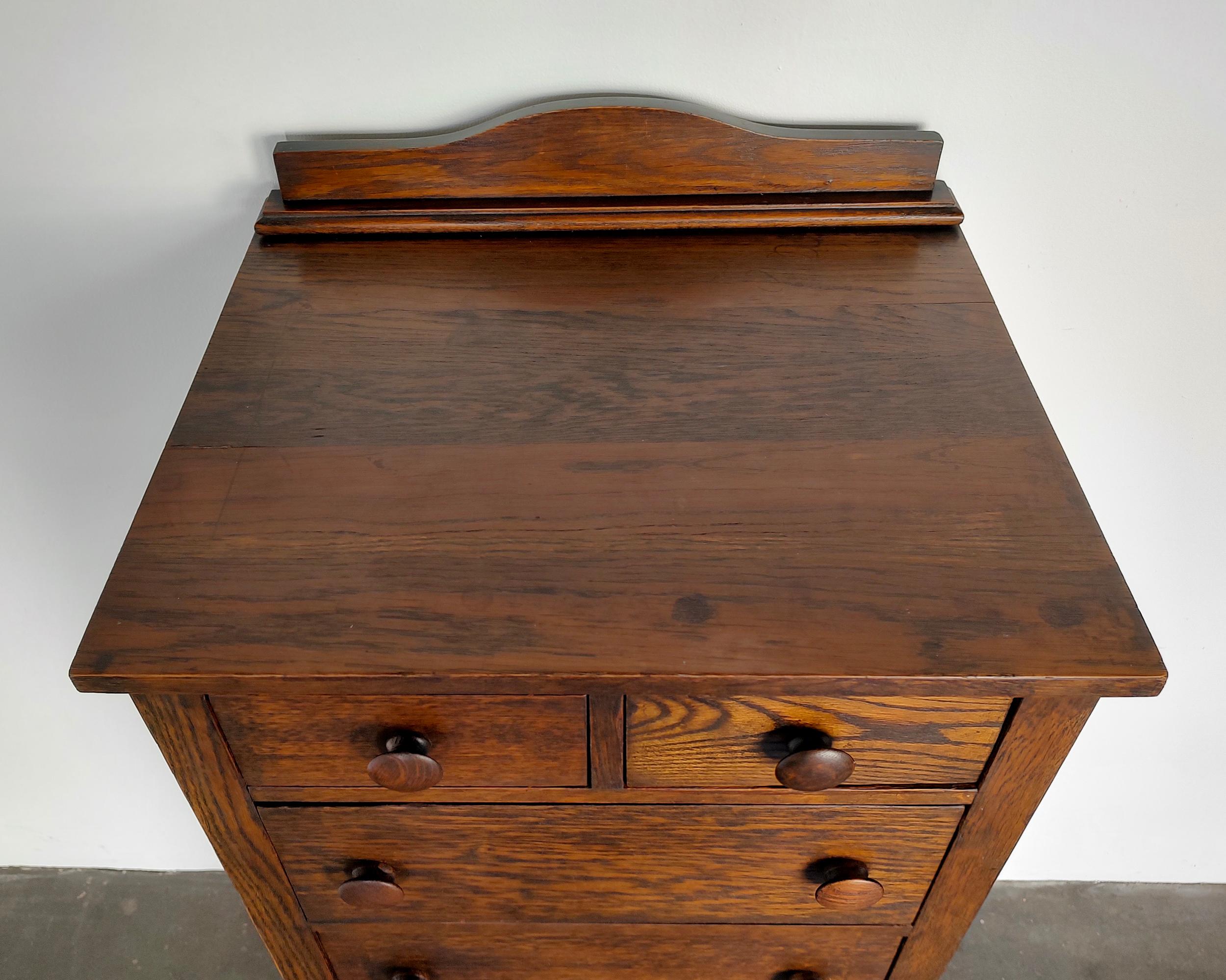 Wood 20th Century Mission Solid Oak Narrow Chest of Drawers