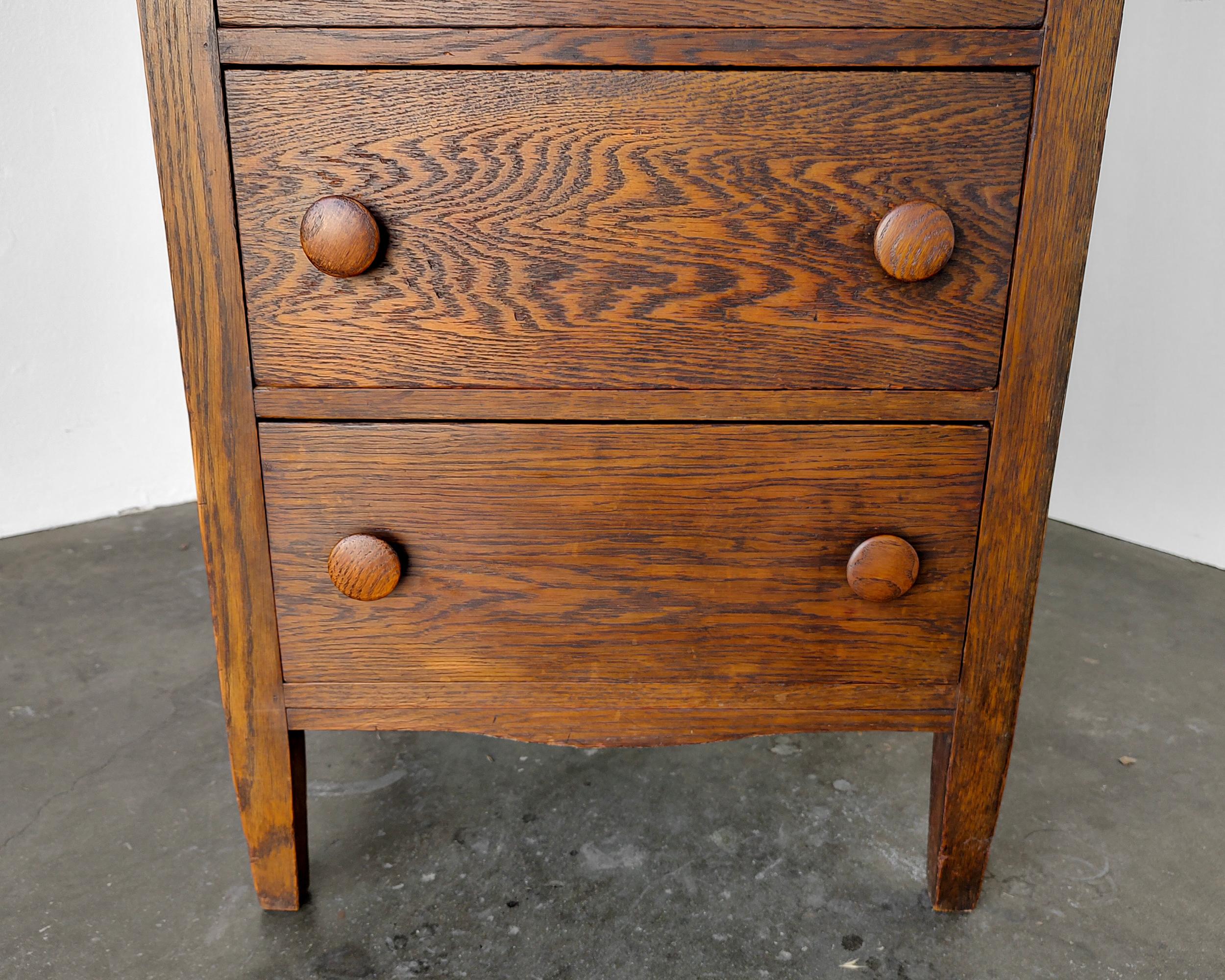 20th Century Mission Solid Oak Narrow Chest of Drawers 2
