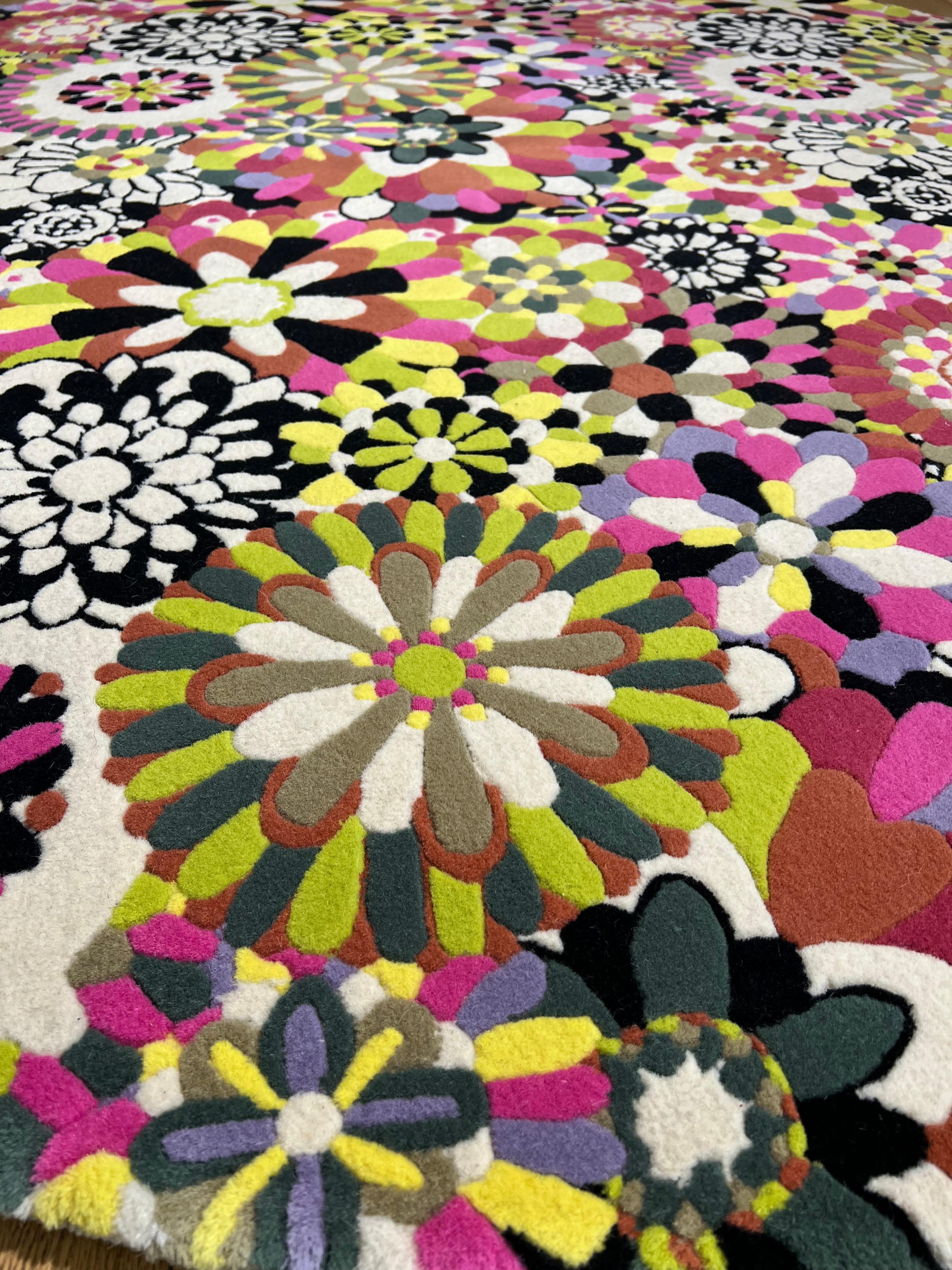 Machine-Made 20th Century Missoni Casa Circle Multicolor Floreal  Rug, circa 1983 For Sale