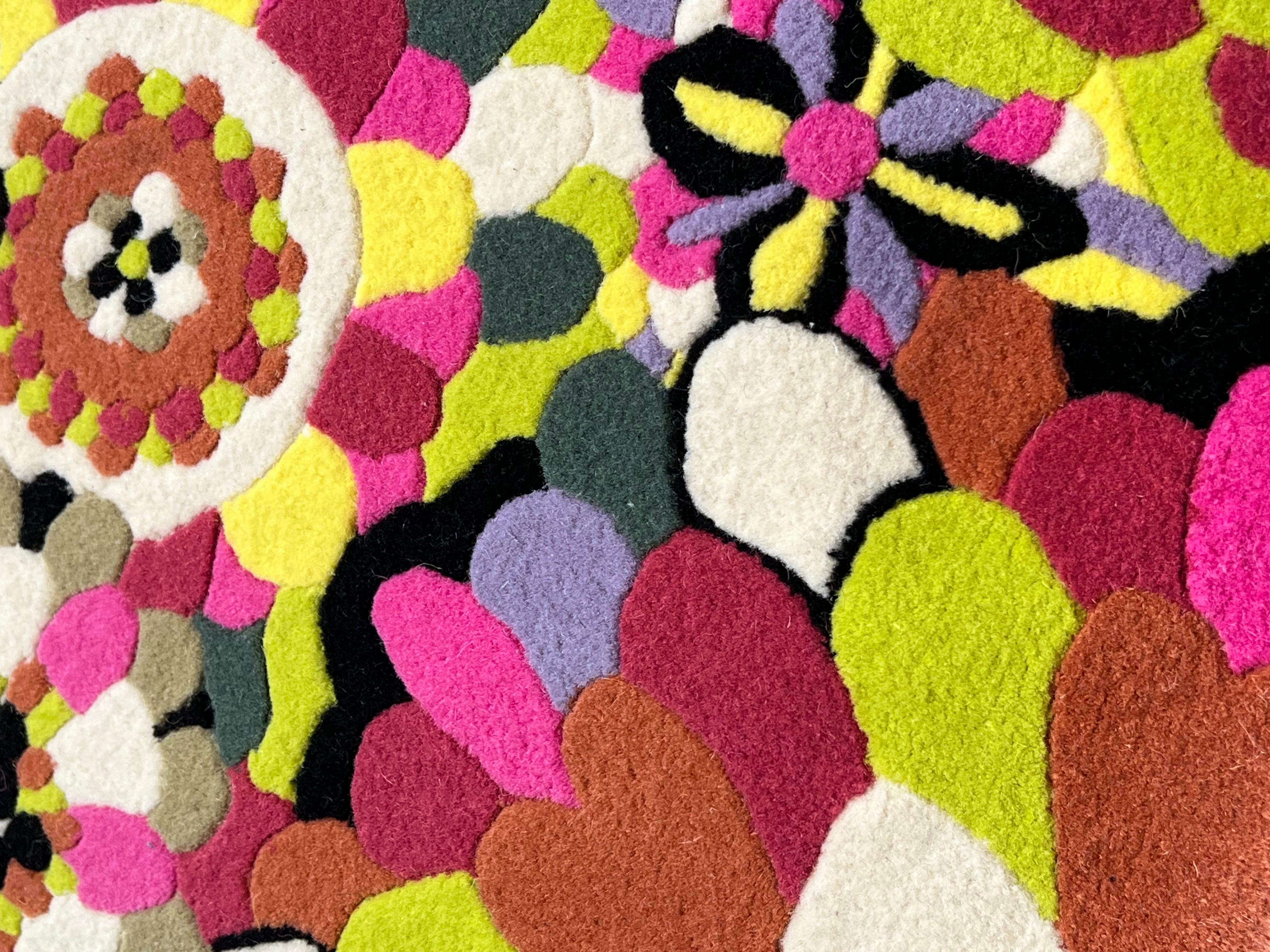 Wool 20th Century Missoni Casa Circle Multicolor Floreal  Rug, circa 1983 For Sale