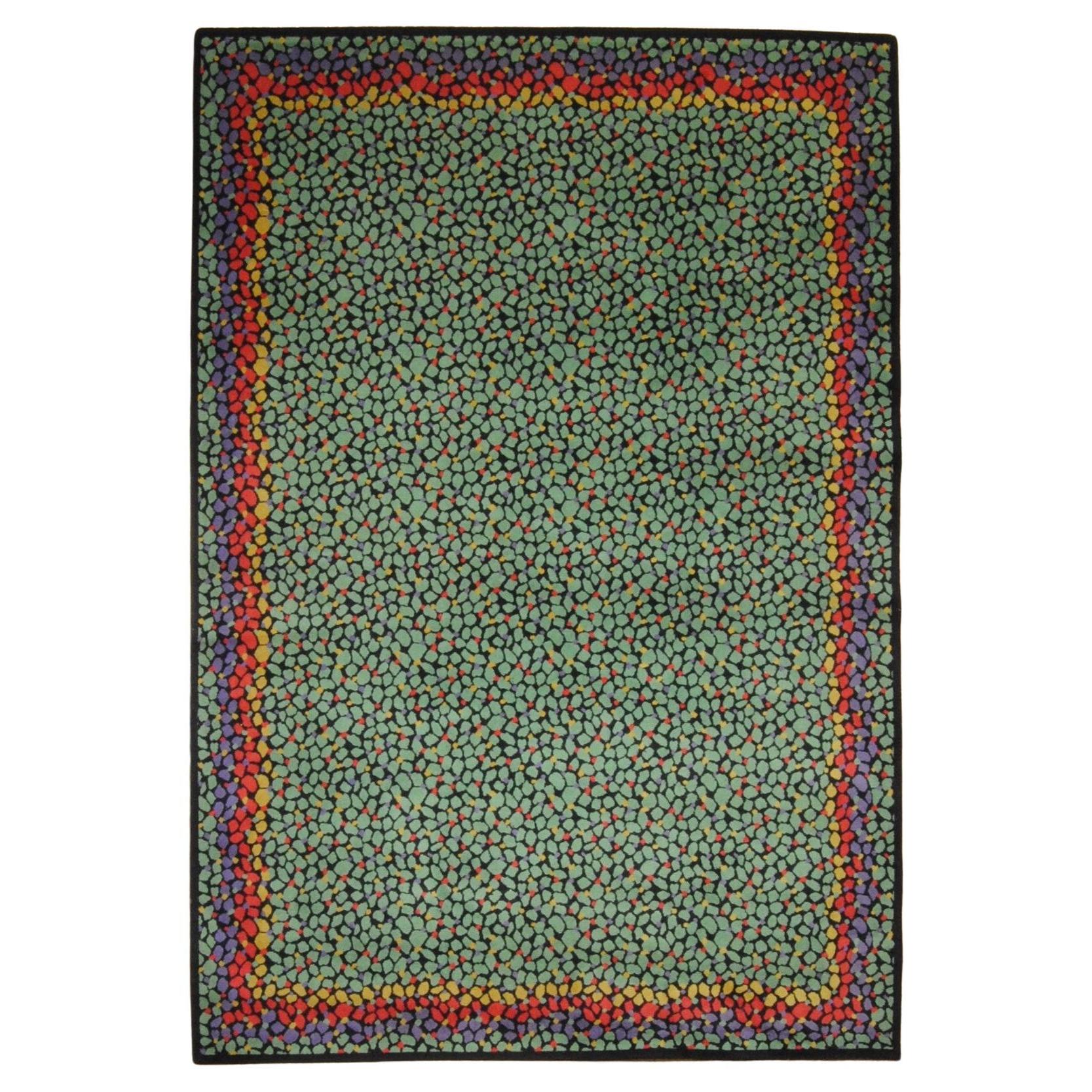 Missoni Casa-Teppich aus dem 20. Jahrhundert, grün, rot und schwarz, von Murine inspiriert, um 1983 im Angebot