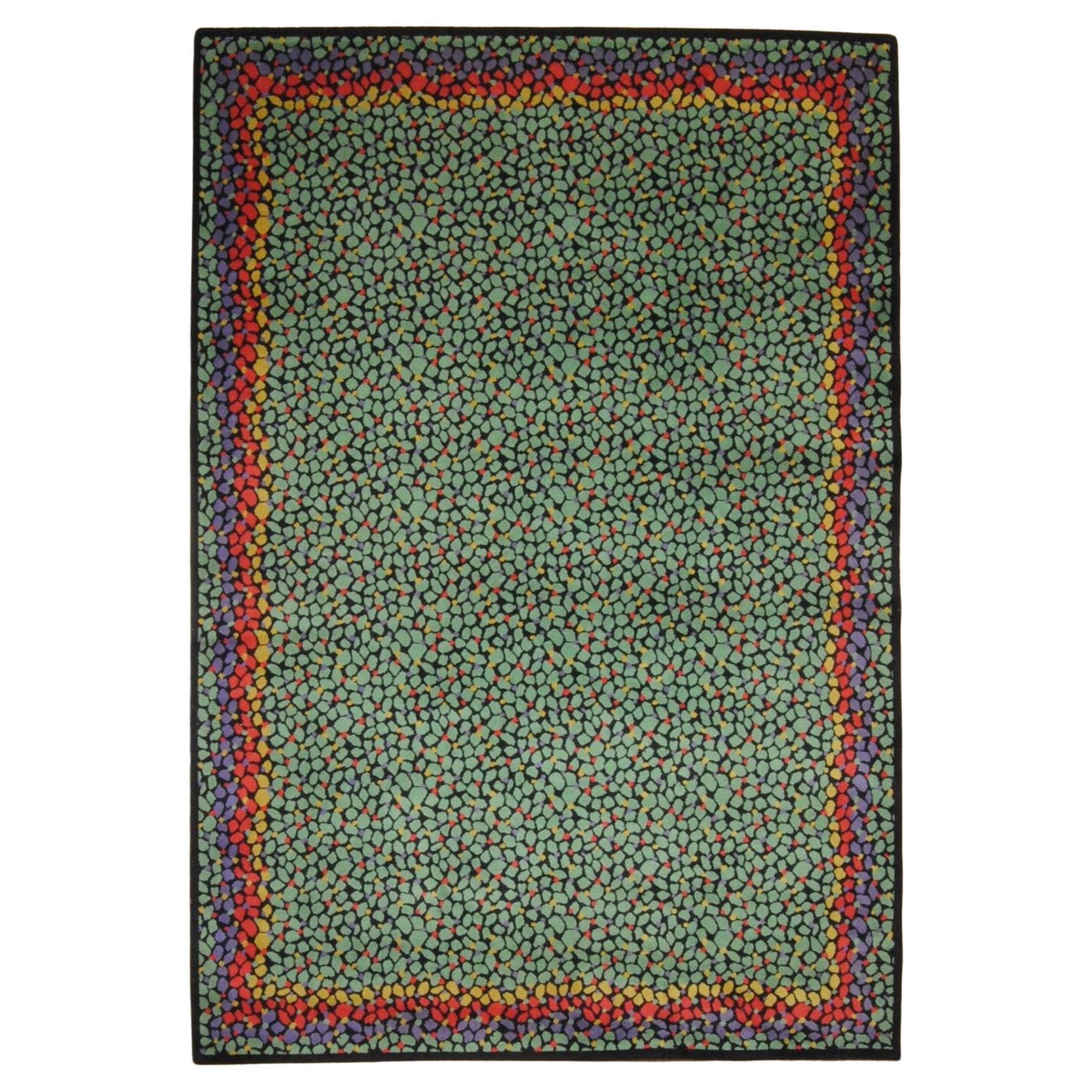 Tapis Missoni Casa du 20ème siècle d'inspiration murine verte, rouge et noire, vers 1983