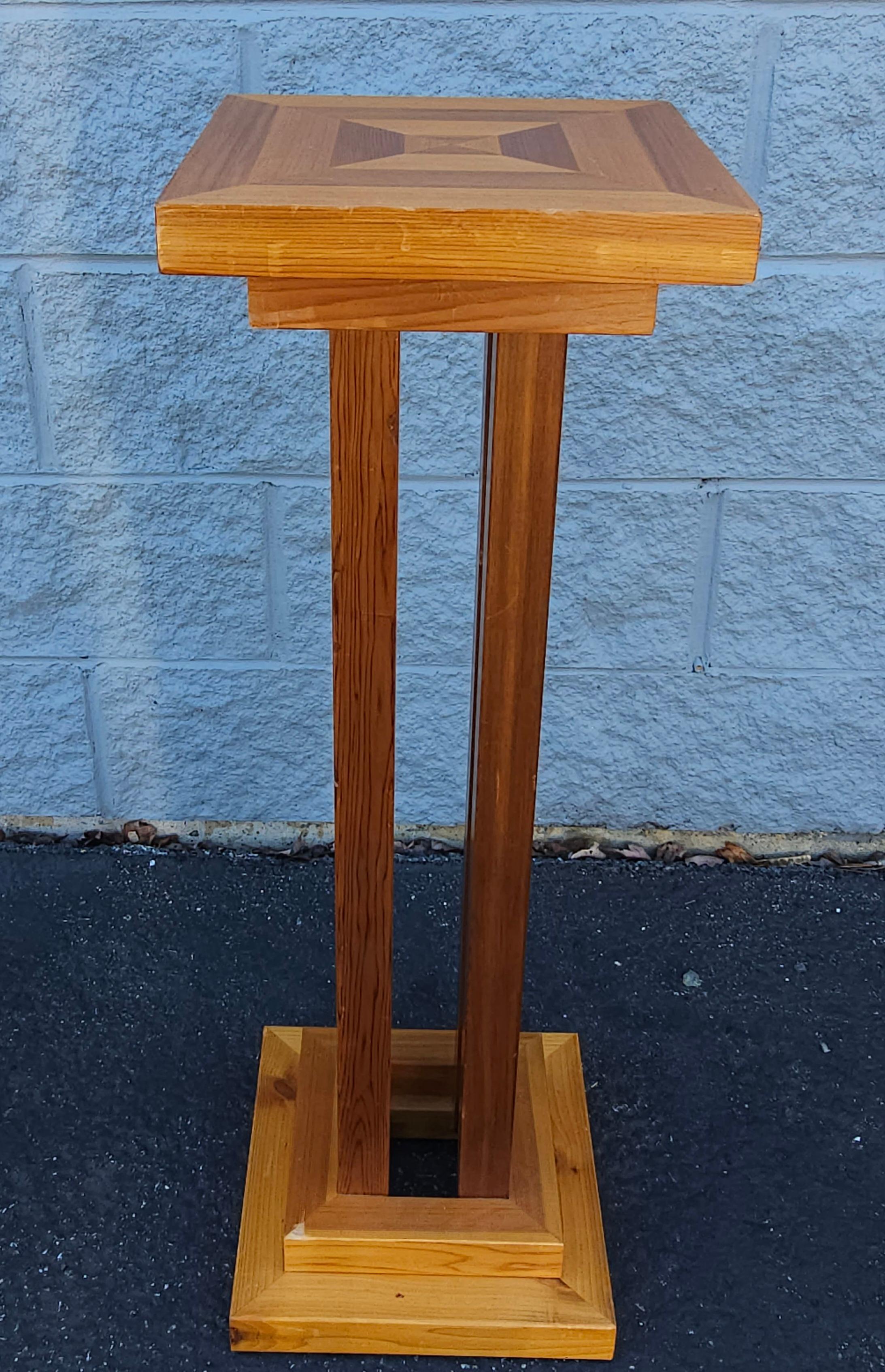 20th Century Mixed Fruitwood Parquetry Pedestal Plant Stand For Sale 1