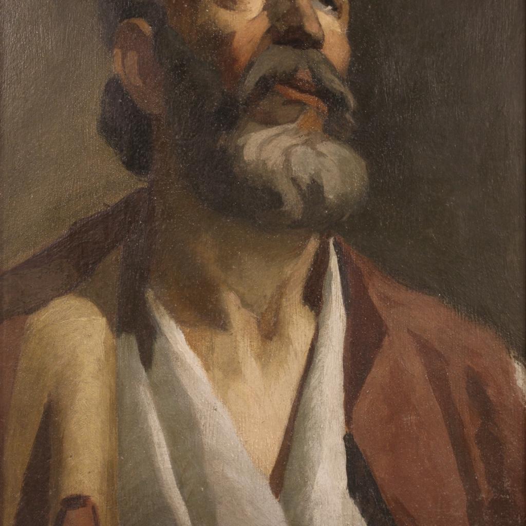 20th Century Mixed Media Italian Portrait Painting, 1950 1