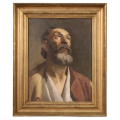 20th Century Mixed Media Italian Portrait Painting, 1950