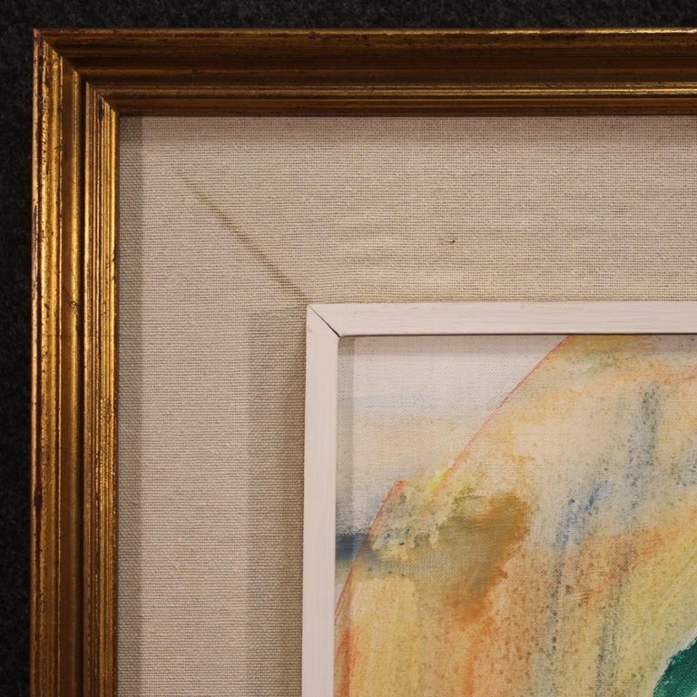 20th Century Mixed Media on Canvas Italian Female Portrait Painting