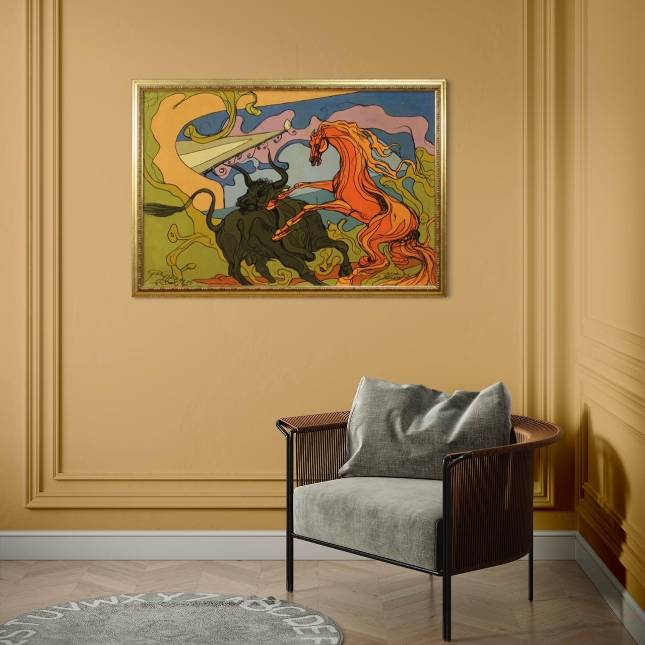siglo XX Técnica mixta sobre lienzo Pintura moderna italiana, 1980 en venta 4