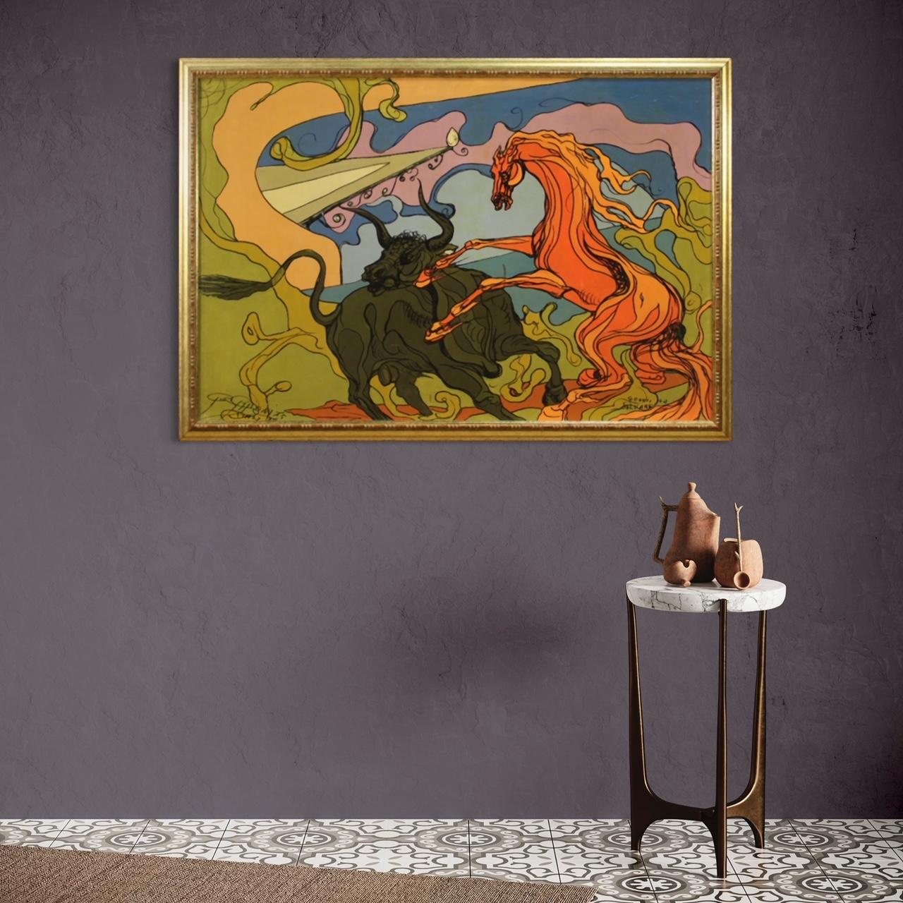 Pintura italiana de la segunda mitad del siglo XX. Marco en técnica mixta sobre lienzo que representa un tema abstracto titulado 
