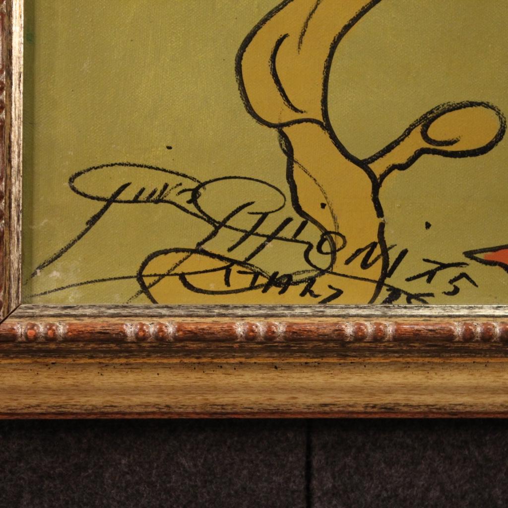 siglo XX Técnica mixta sobre lienzo Pintura moderna italiana, 1980 en Bueno estado para la venta en Vicoforte, Piedmont
