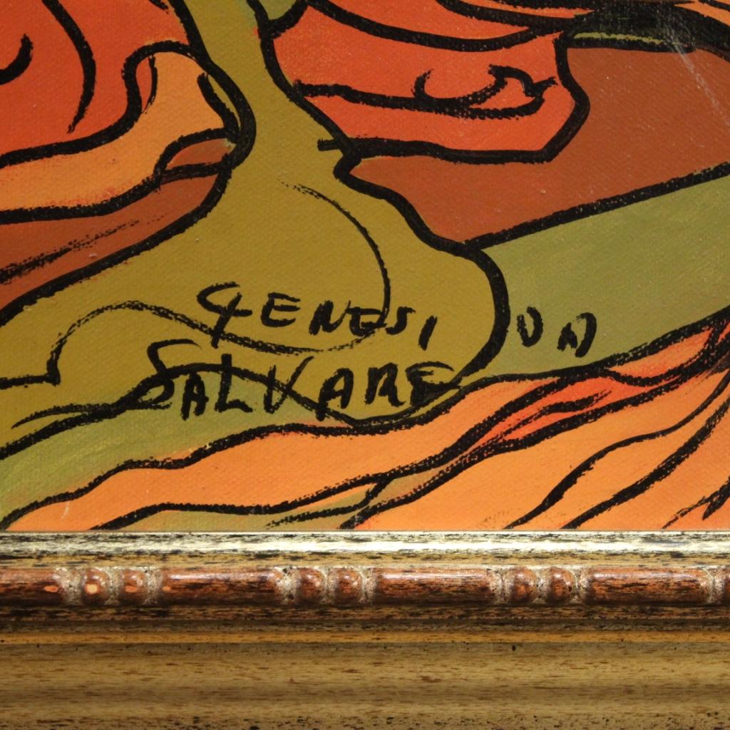 siglo XX Técnica mixta sobre lienzo Pintura moderna italiana, 1980 Late 20th Century en venta