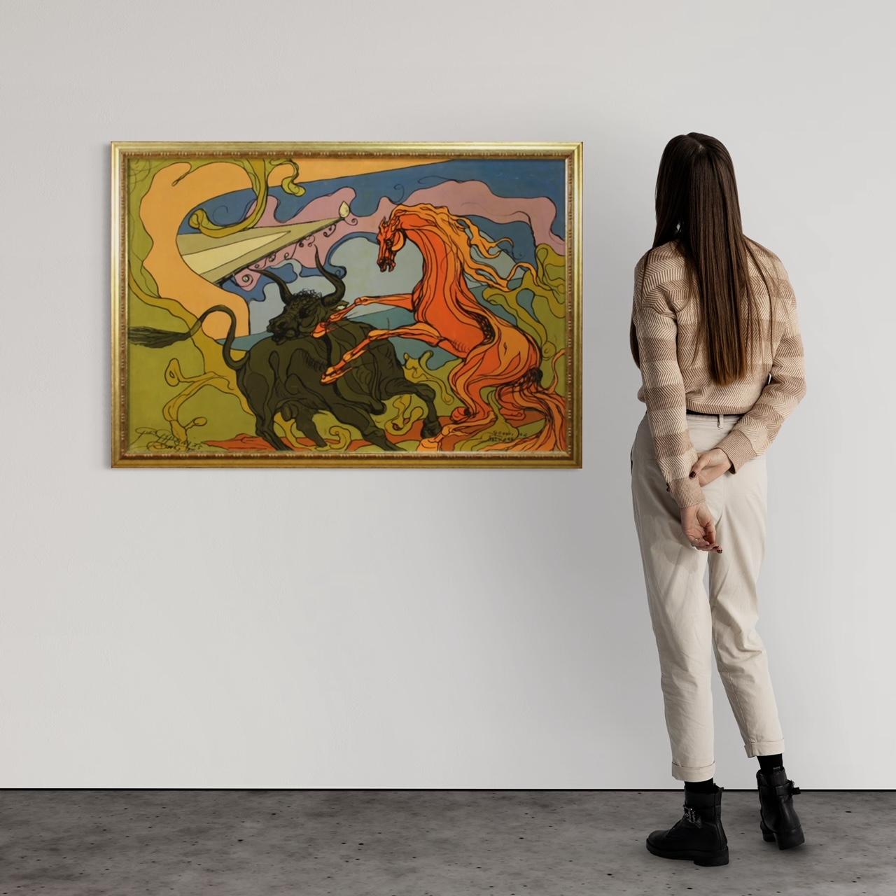 siglo XX Técnica mixta sobre lienzo Pintura moderna italiana, 1980 Lienzo en venta