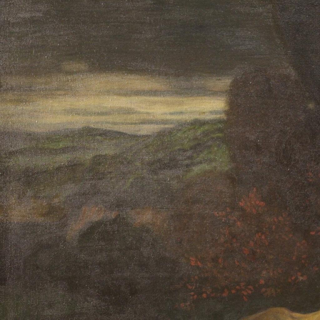 20th Century Mixed-Media on Canvas Italian Painting Saint Jerome with Lion, 1950 2