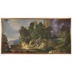 20th Century Mixed-Media on Canvas Italian Signed Landscape Painting, 1950