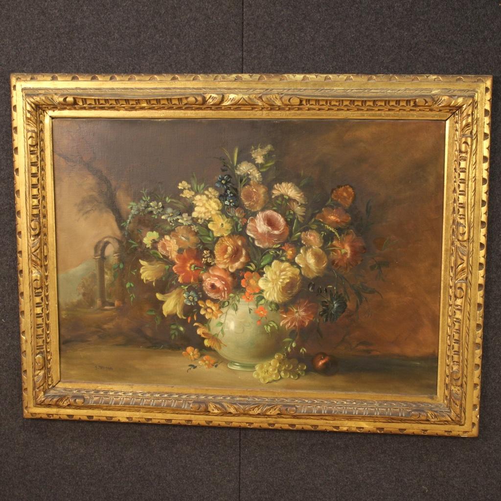 20th Century Mixed-Media on Canvas Italian Signed Still Life Painting, 1950 6