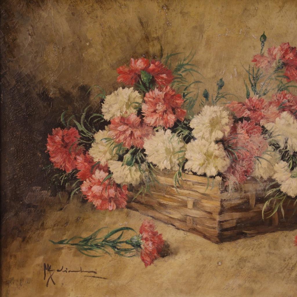 20th Century Mixed Media on Canvas Italian Signed Still Life Painting, 1960 For Sale 3