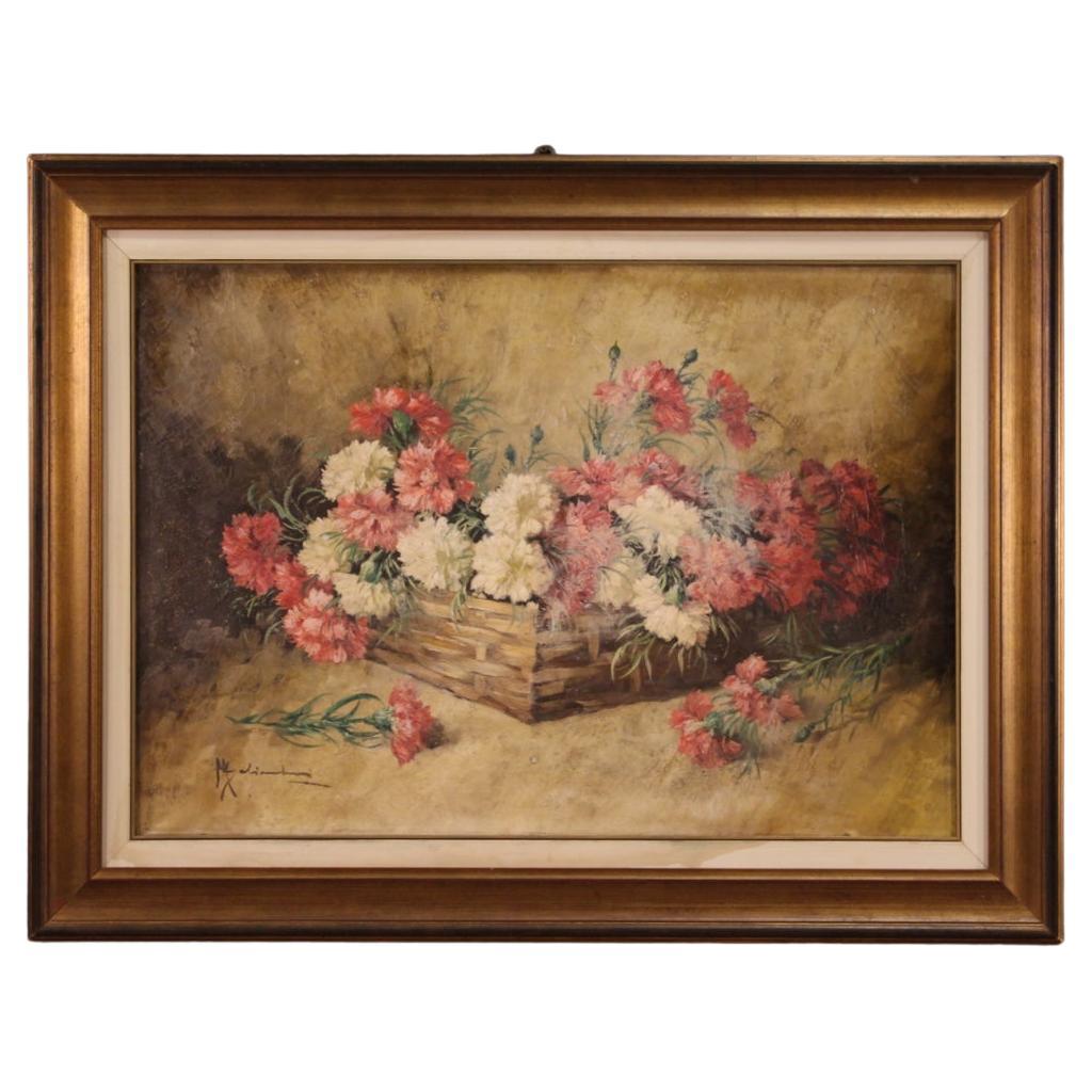 20th Century Mixed Media on Canvas Italian Signed Still Life Painting, 1960 For Sale