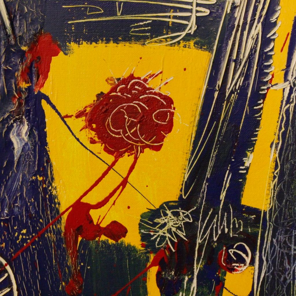 Mixed-Media auf Leinwand Modernes datiertes niederländisches abstraktes Gemälde des 20. Jahrhunderts, 1996 (Mitte des 20. Jahrhunderts) im Angebot