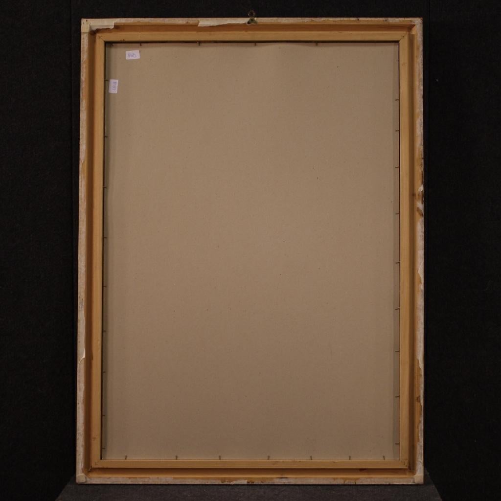 20th Century Mixed Media on Cardboard Italian Lady Portrait Painting, 1960 For Sale 8