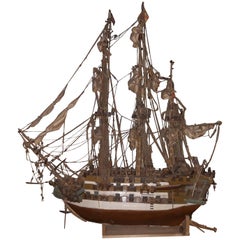 20th Century Model of English Battleship Galleon "H.M.S." from the 18th Century