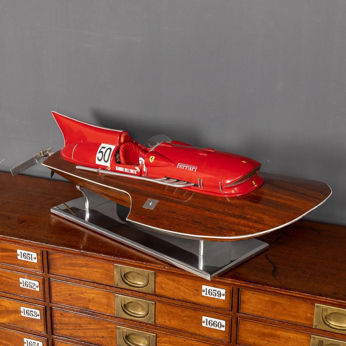 Stunning 20th Century hand-crafted scale replica of the Cantieri Timossi-built, originaly made in the 1953, this 800 kg class speed record-breaking hydroplane was piloted by Achille Castoldi.

CONDITION
In Great Condition - No Damage.

SIZE
Height: