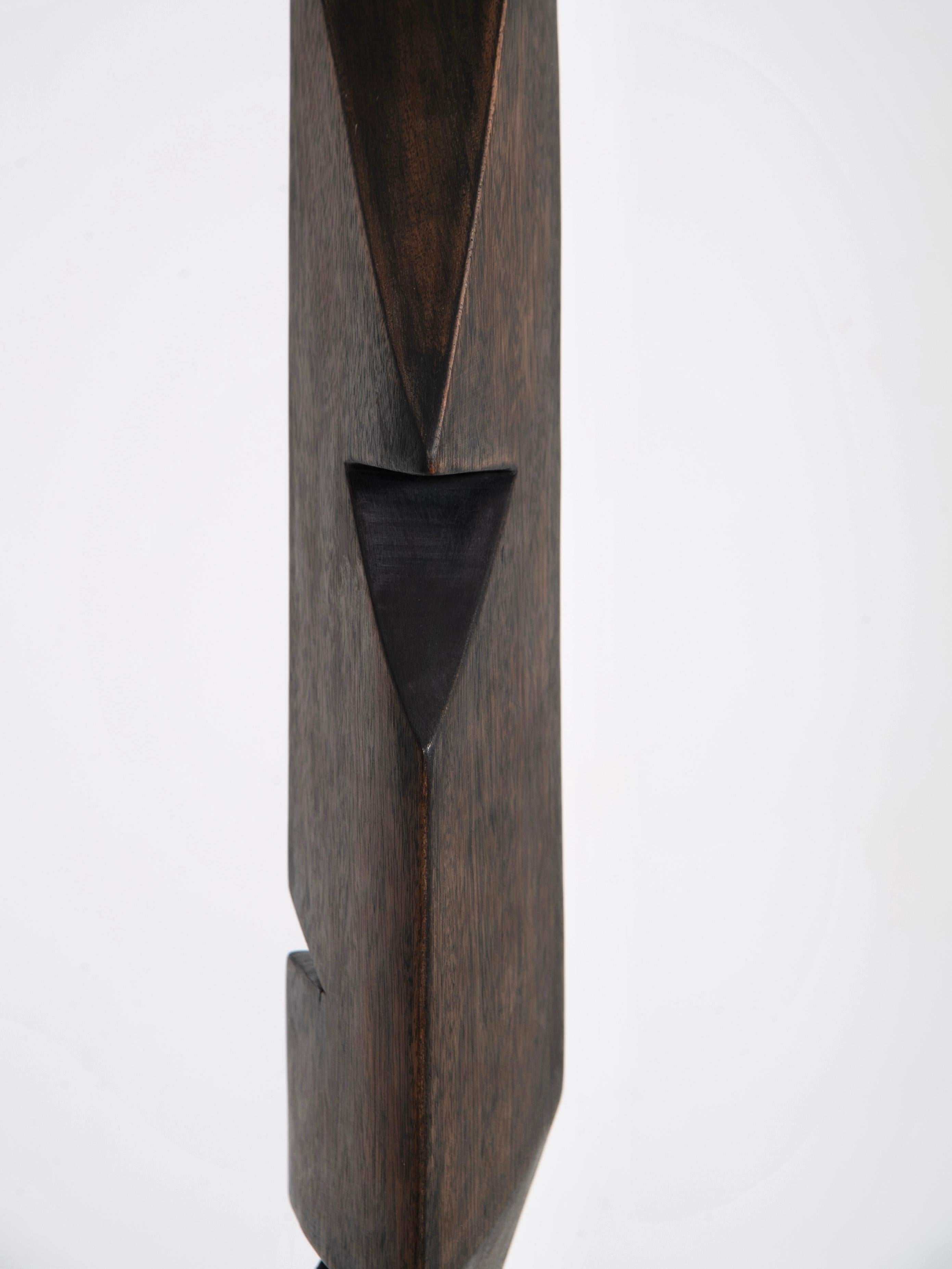 Hand-Carved 20th Century Modern Abstract TOTEM Sculpture by Bertrand Créach For Sale