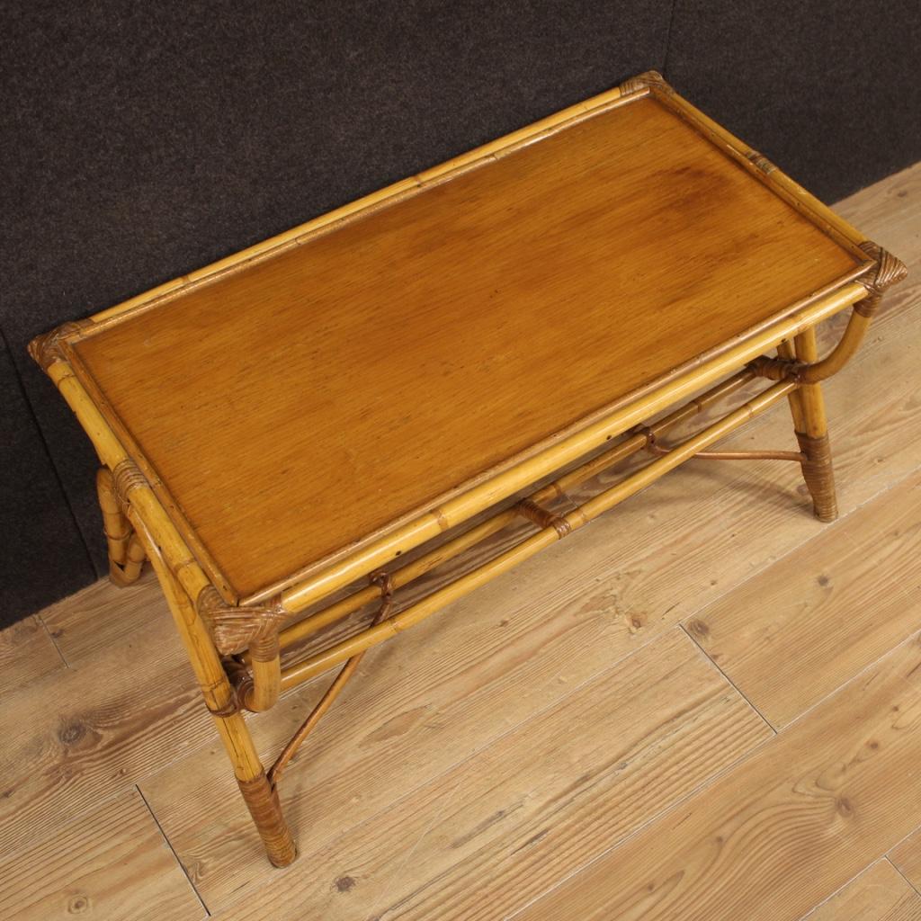 table basse moderne du 20e siècle en bambou et bois tressé, design italien, 1970 en vente 5