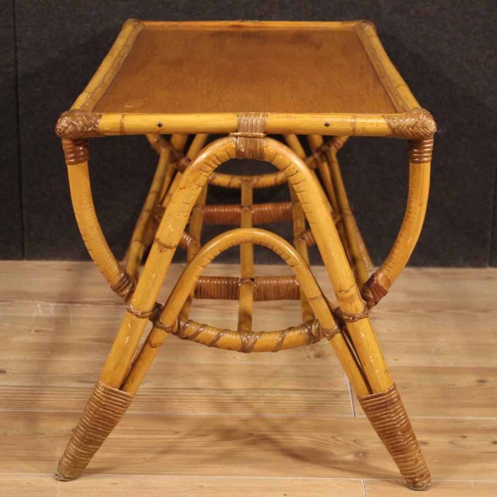 table basse moderne du 20e siècle en bambou et bois tressé, design italien, 1970 Bon état - En vente à Vicoforte, Piedmont