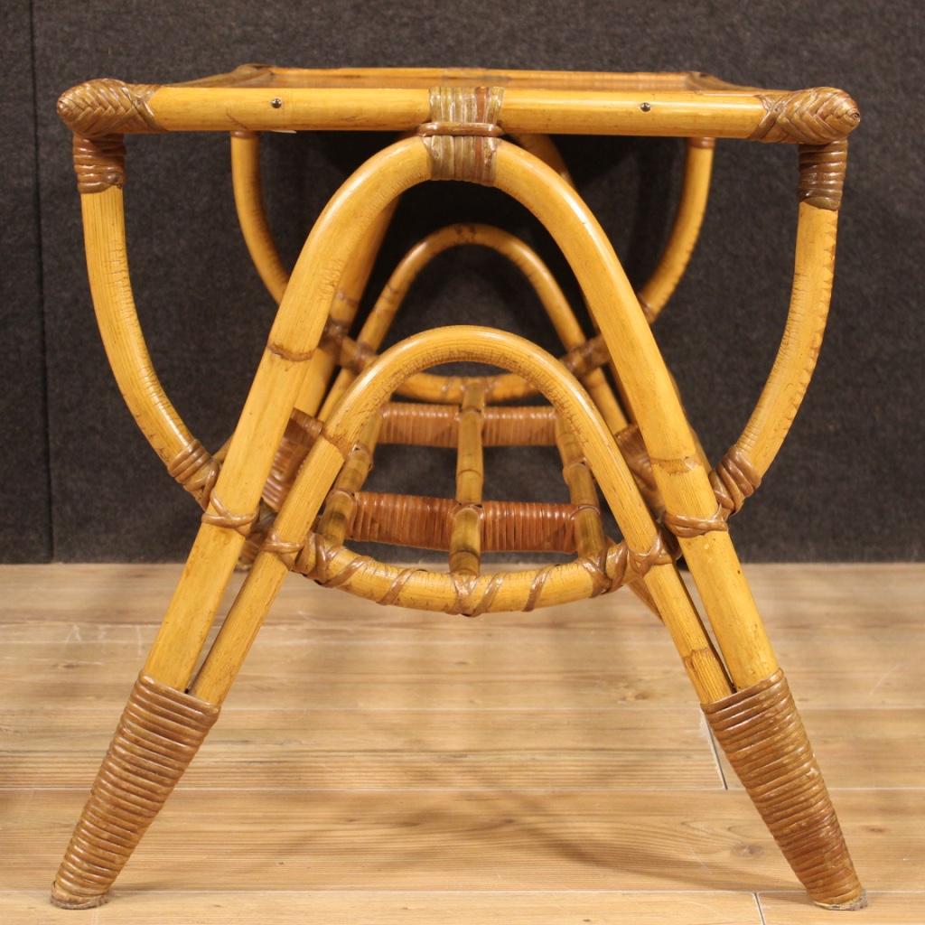 table basse moderne du 20e siècle en bambou et bois tressé, design italien, 1970 en vente 1