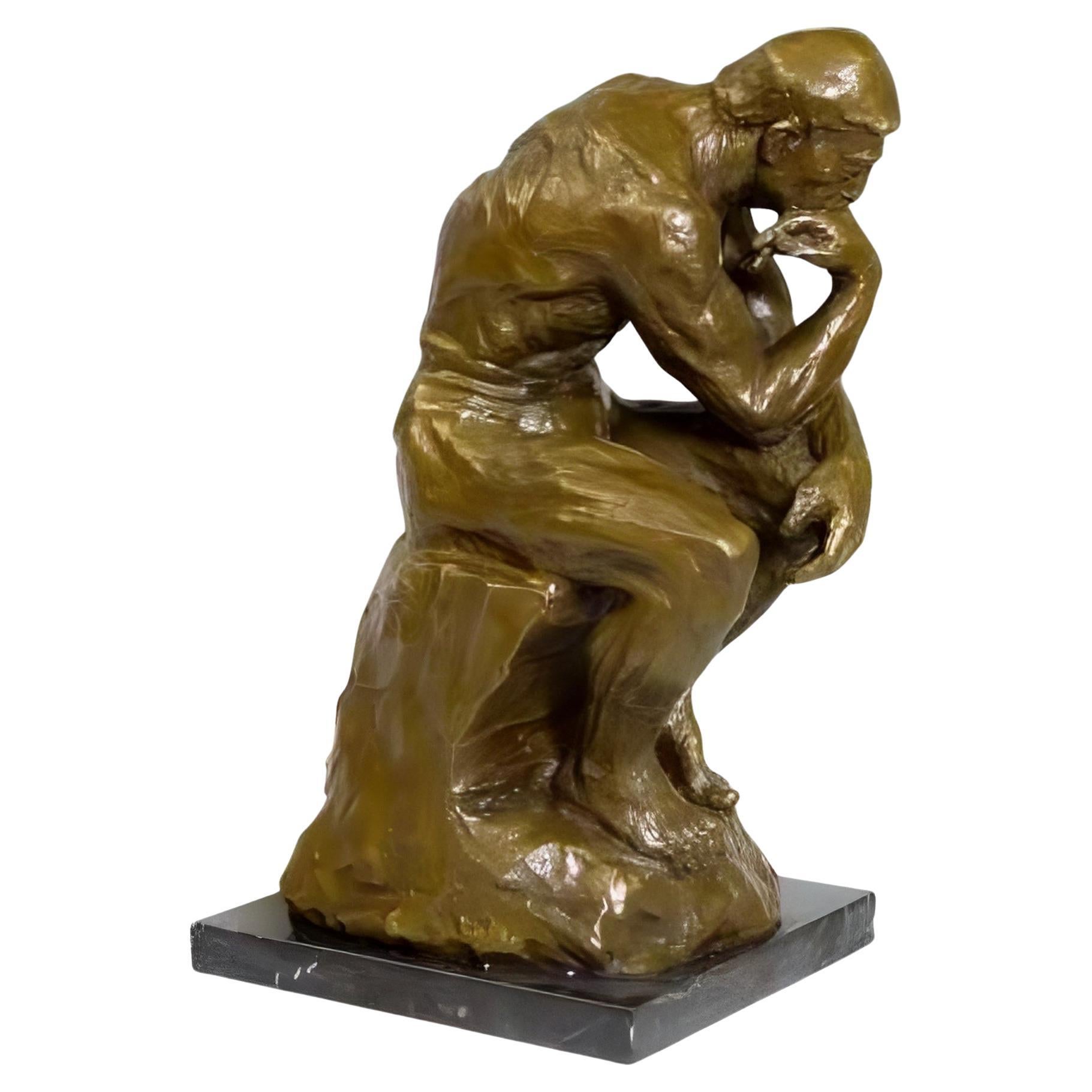 20th Century Modern Brown Patinated Bronze Thinker Sculpture For Sale