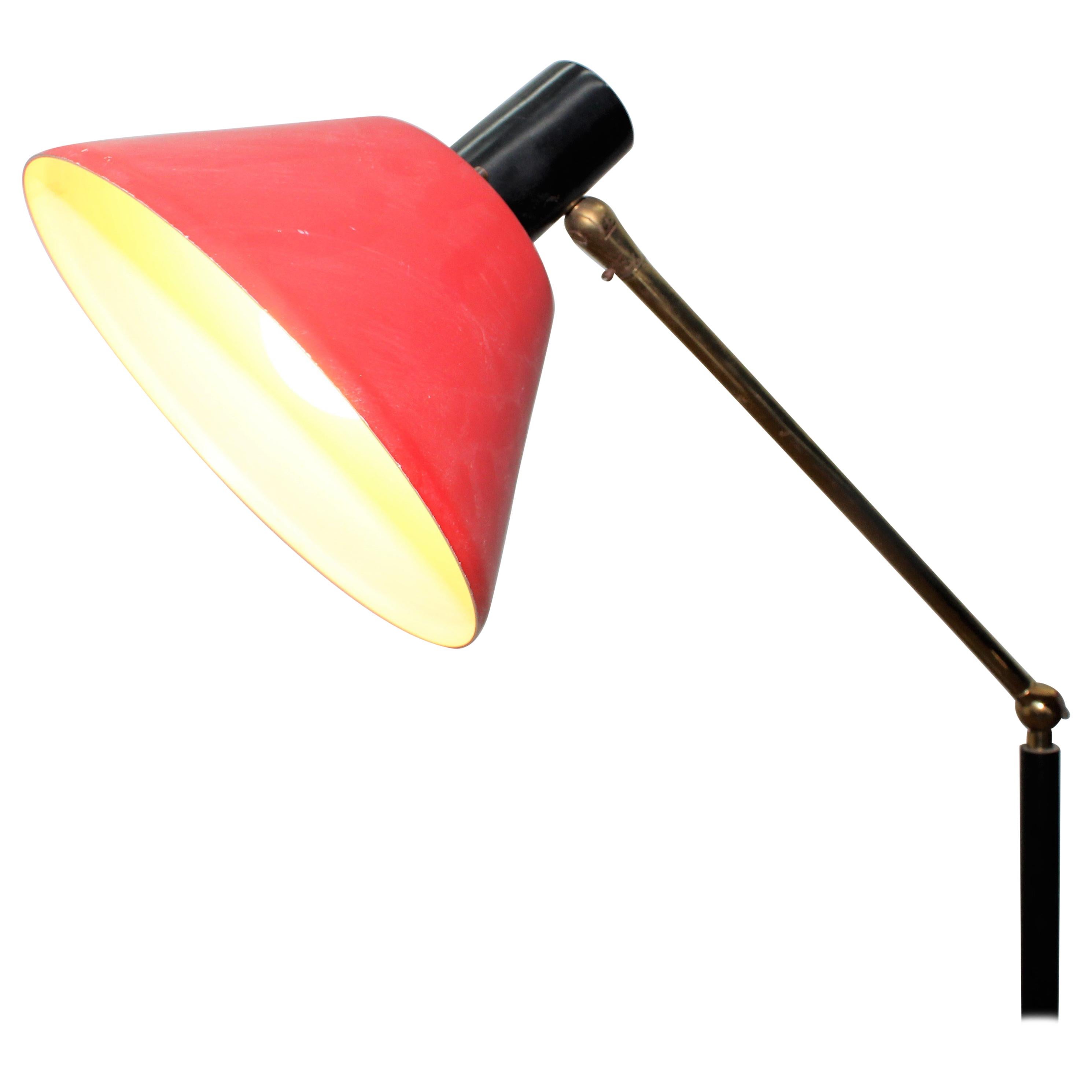 20th Century Modern Design Aluminium Brass  Floor Lamp Stilnovo Italy 60s