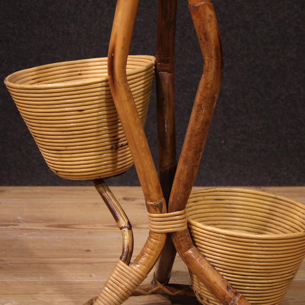 jarrón de madera de bambú italiano de diseño moderno del siglo XX Soporte para plantas, 1960 en Bueno estado para la venta en Vicoforte, Piedmont