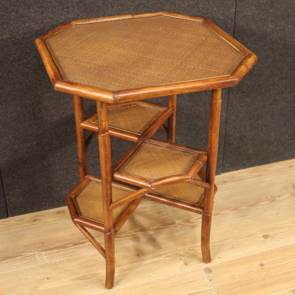 20th Century Modern Design Spanish Side Table in Bamboo Wood, 1970s In Good Condition For Sale In Vicoforte, Piedmont
