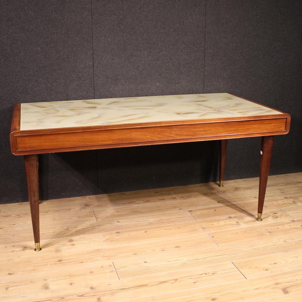 20th Century Modern Design Wood Glass Top Italian Table, 1960 in vendita 6