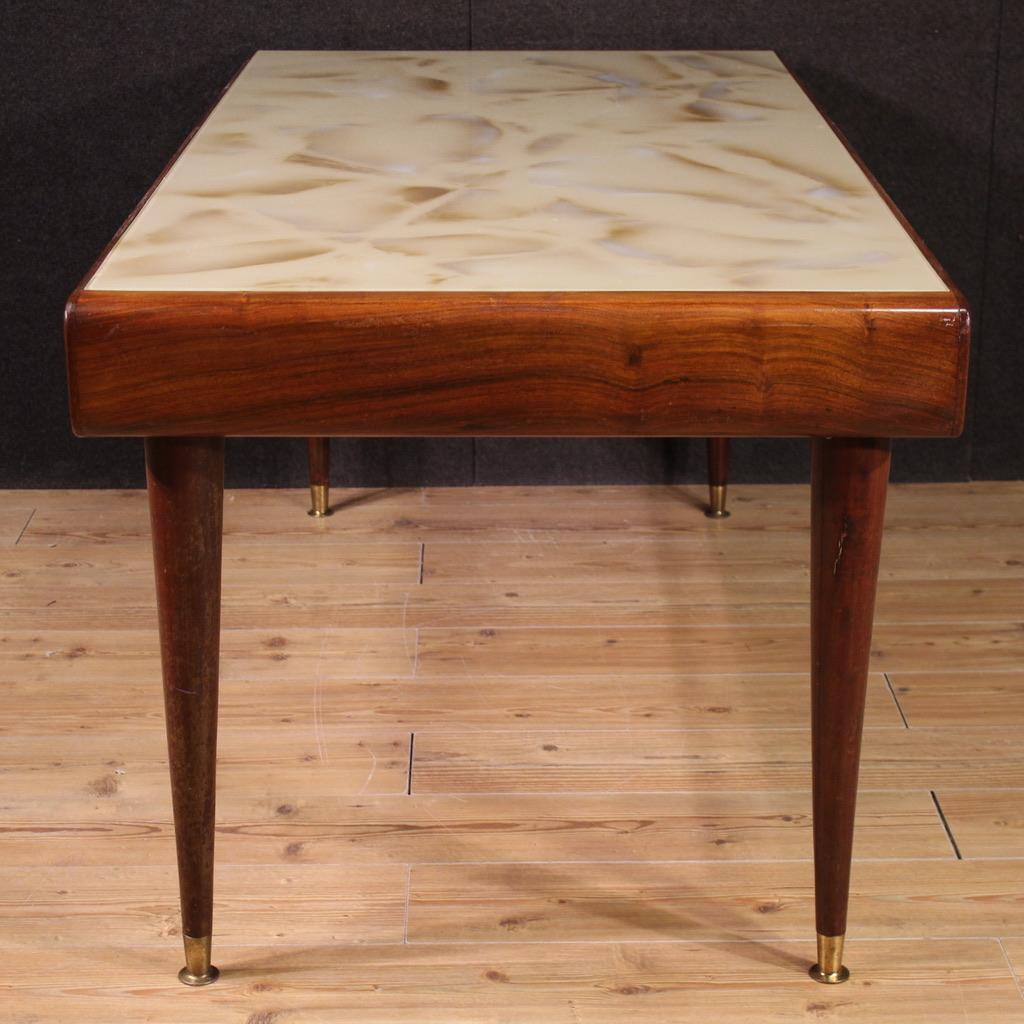 Mid-20th Century 20th Century Modern Design Wood Glass Top Italian Table, 1960 in vendita