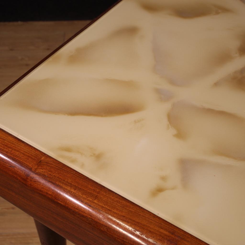 Vetro 20th Century Modern Design Wood Glass Top Italian Table, 1960 in vendita